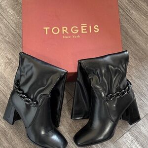 Torgeis Black Heeled Boots for Women